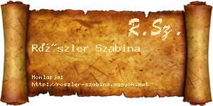 Röszler Szabina névjegykártya